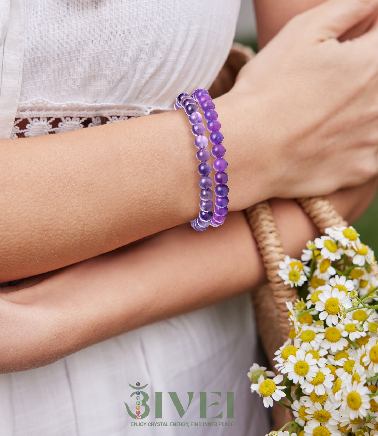 6mm Semi Precious Healing Crystal Bracelet