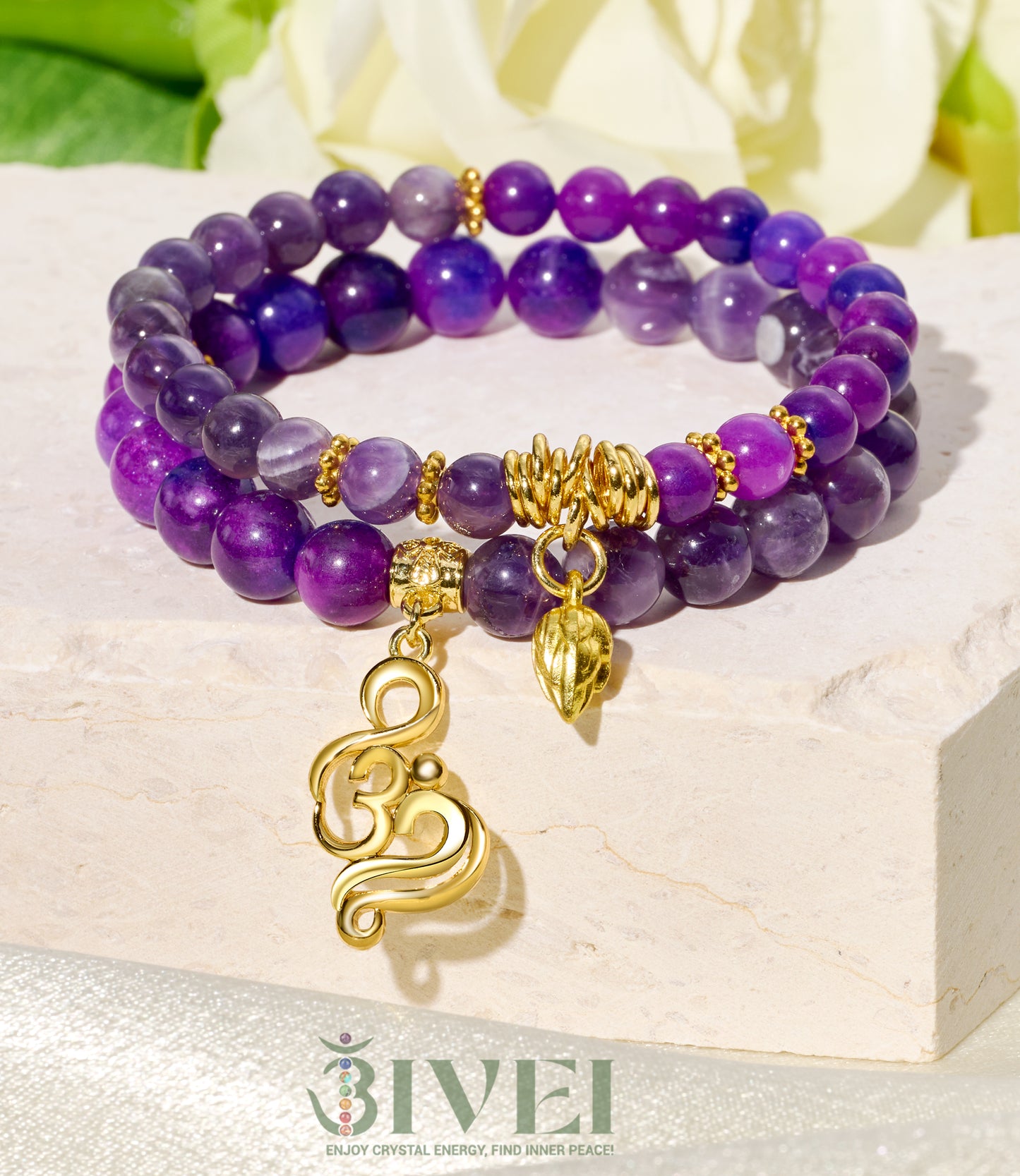 Natural Gemstone Energy Reiki Crystal Stretch Bracelets