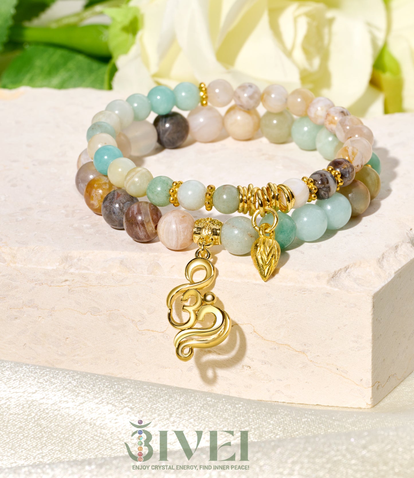 Natural Gemstone Energy Reiki Crystal Stretch Bracelets