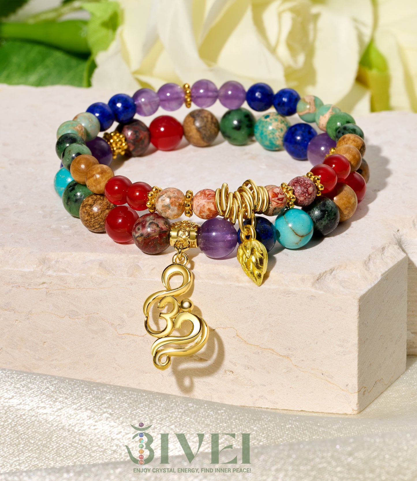 Natural Gemstone Energy Reiki Crystal Stretch Bracelets