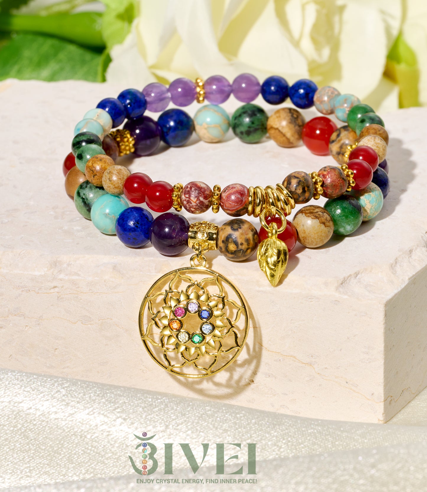Natural Gemstone Energy Reiki Crystal Stretch Bracelets