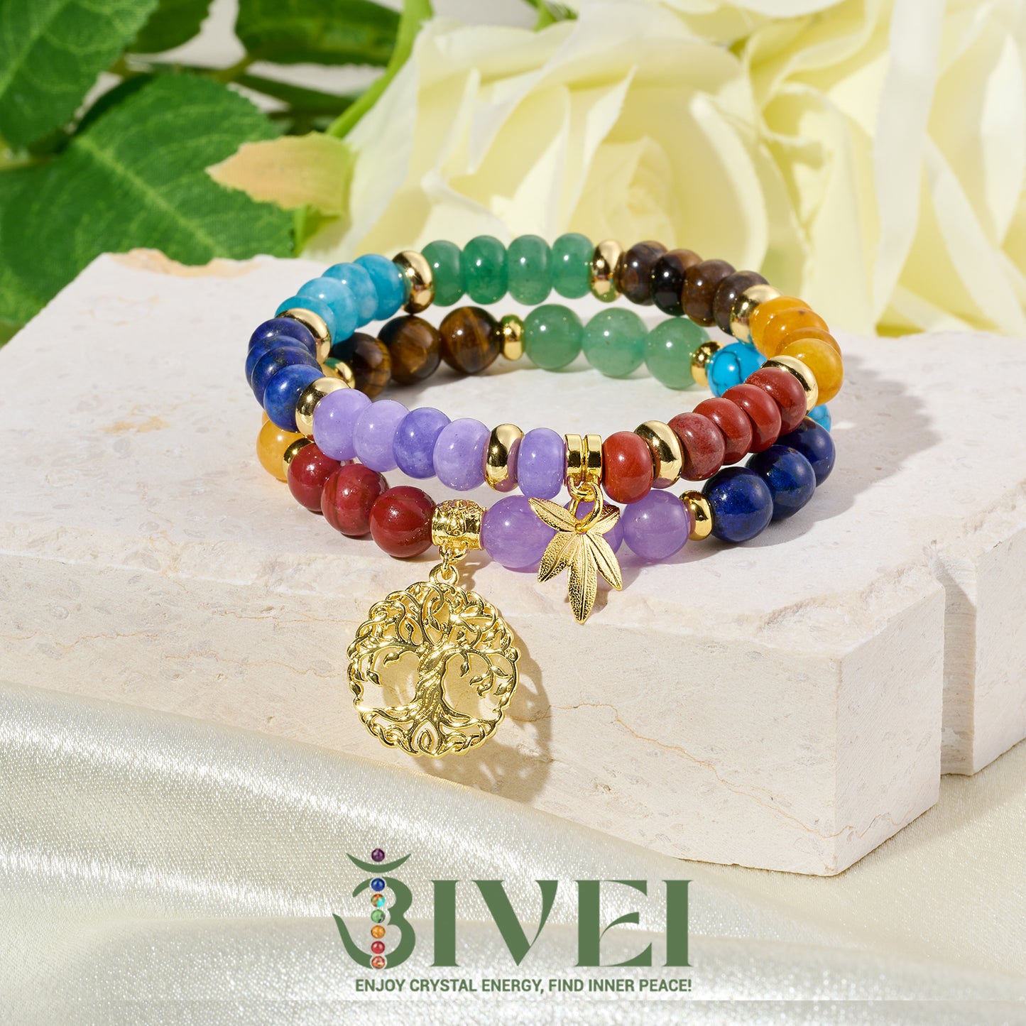 Natural Gemstone Energy Reiki Crystal Stretch Bracelets
