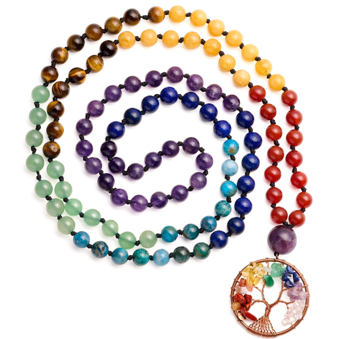 Tree of Life 7 Chakra Mala Beaded Bracelet