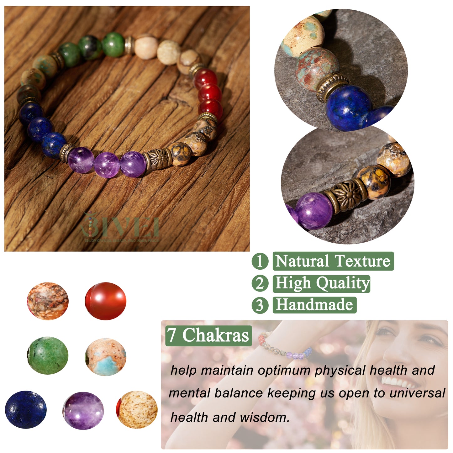 Chakra Healing Bracelet with Natural Gemstones