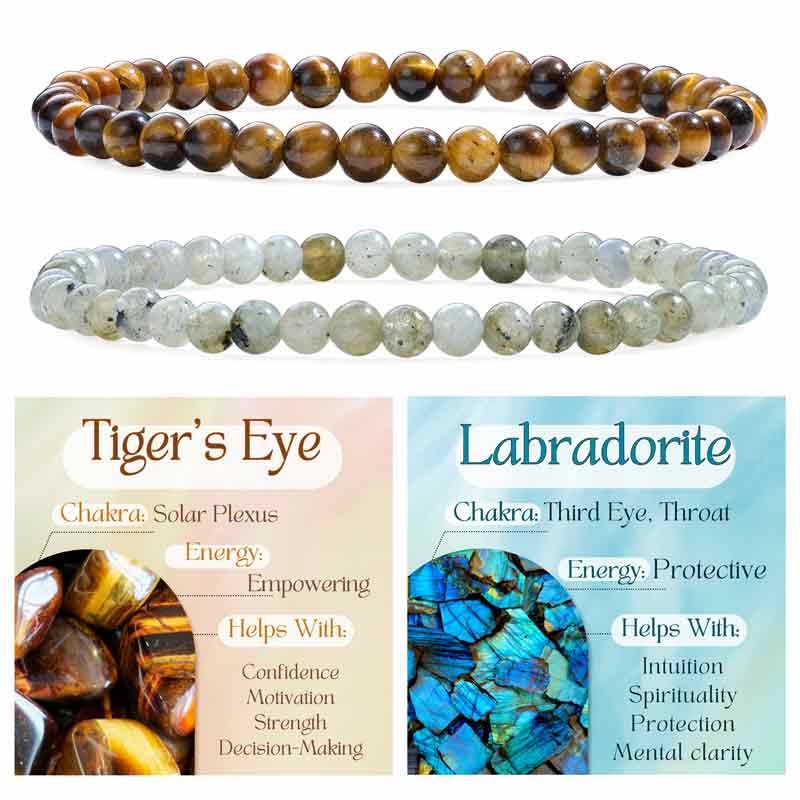 Set of 4mm Natural Crystal Beaded Bracelets for Women