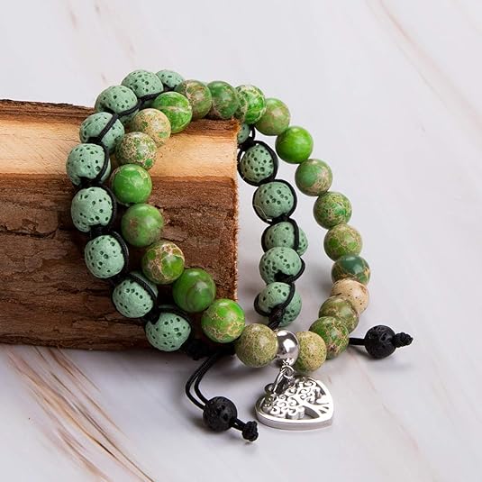 Lava Stone Essential Oil Gemstone Bracelet Set