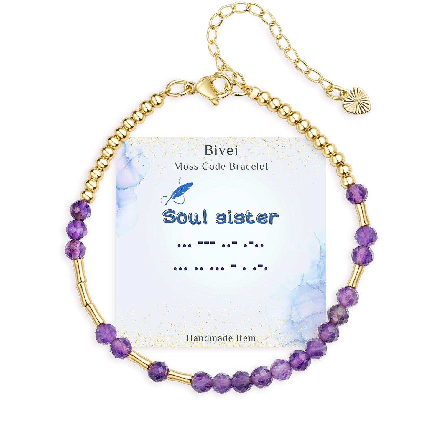 Healing Crystal Amethyst Morse Code Bracelet