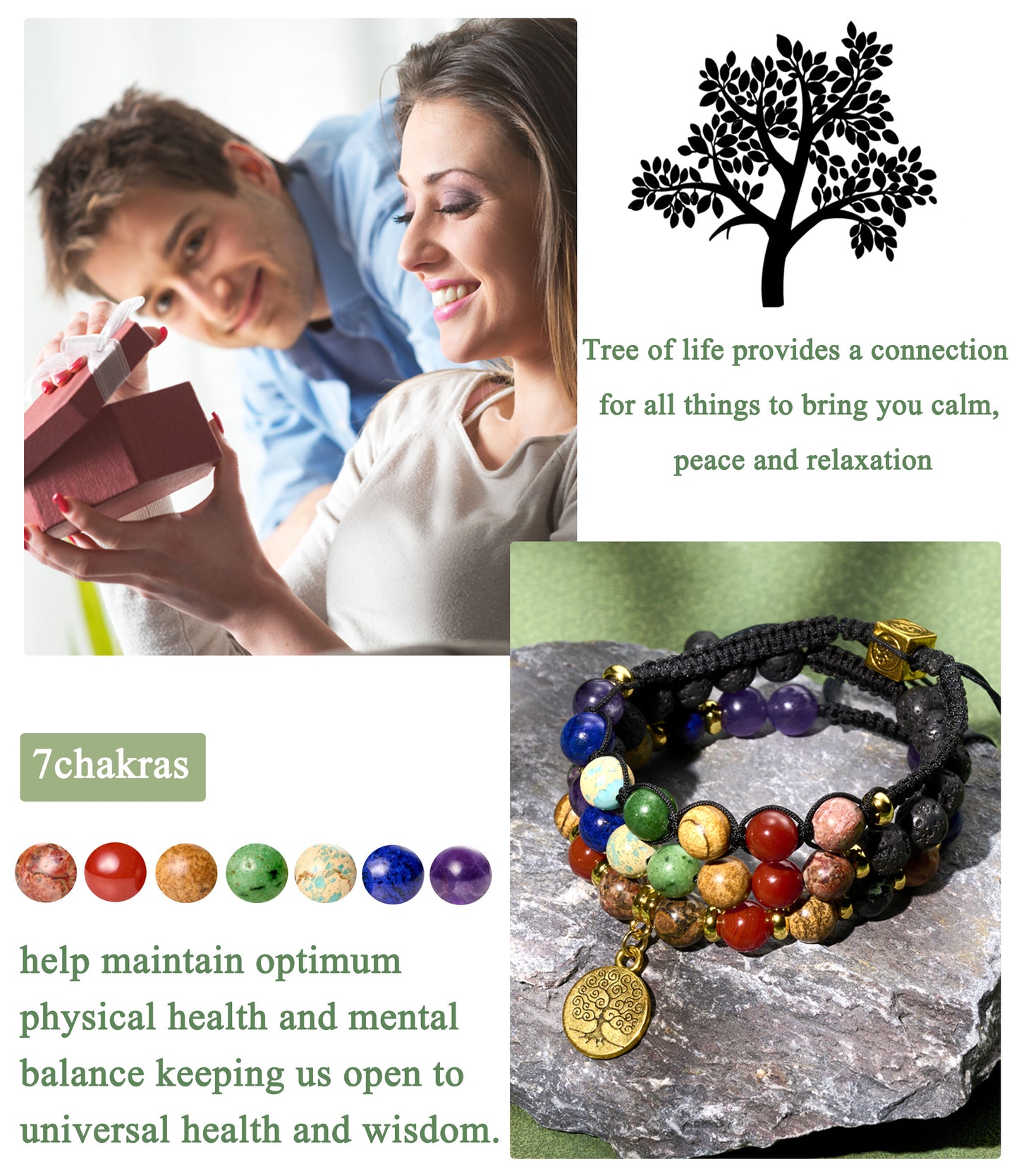 8mm Chakra Bead Bracelets for Women