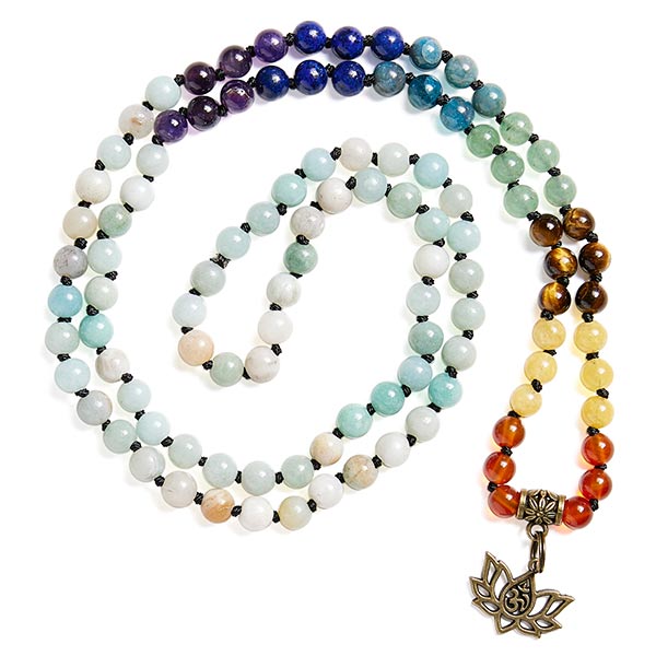 Lotus OM Hand Knotted Mala Prayer Mala Beads