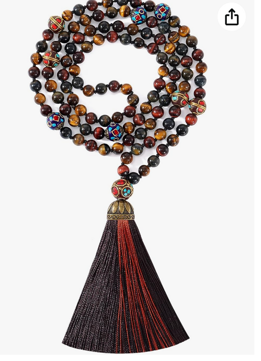 3 Color Tiger Eye 108 Mala Beads