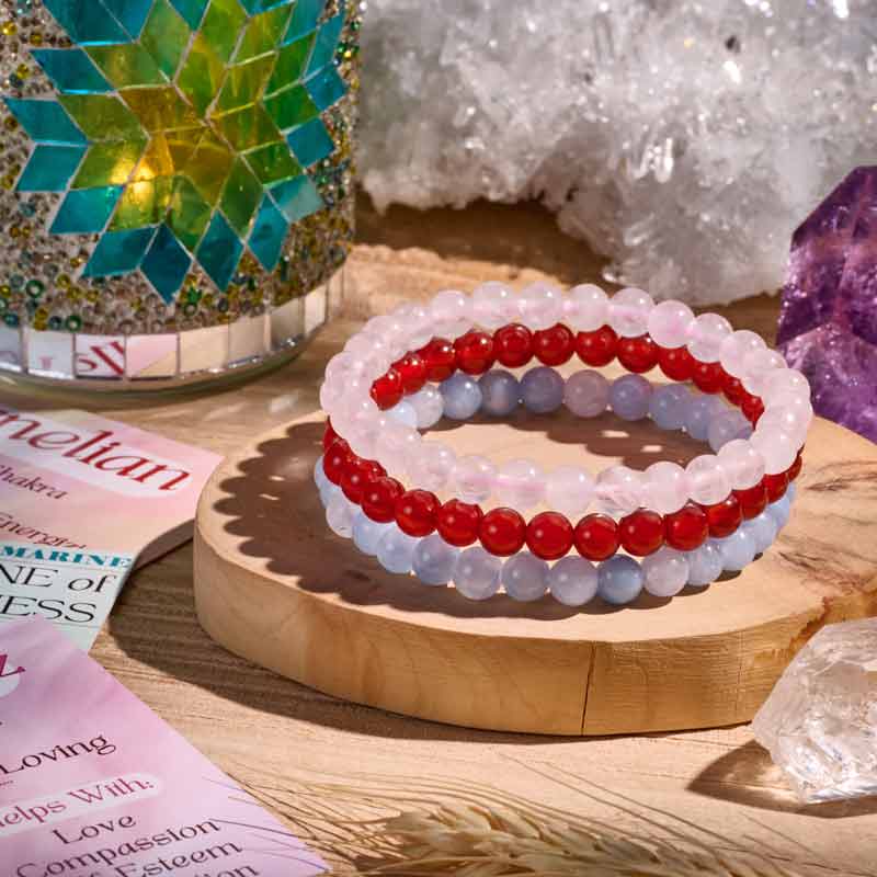 Set of 8mm Natural Crystal Beaded Bracelets for Women