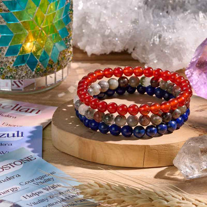 Set of 8mm Natural Crystal Beaded Bracelets for Women