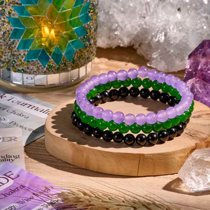 Set of 6mm Natural Crystal Beaded Bracelets for Women