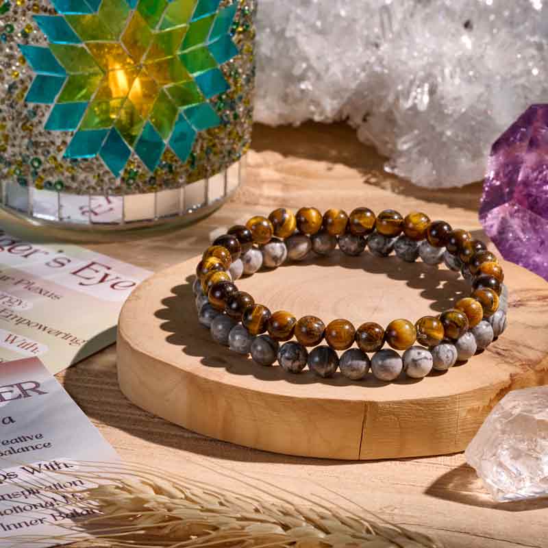 Set of 8mm Natural Crystal Beaded Bracelets for Women