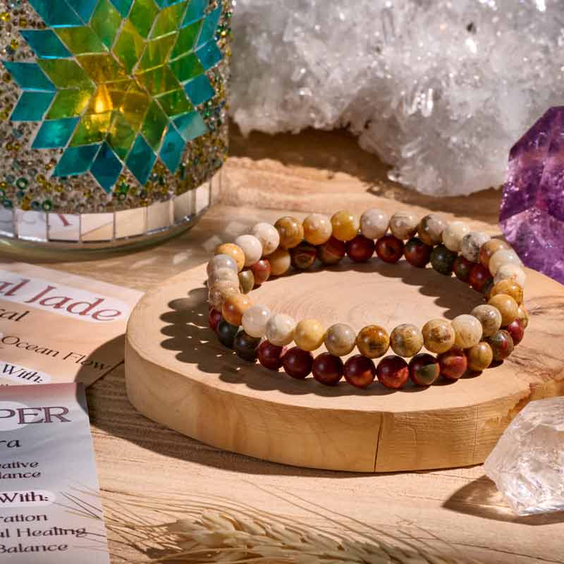 Set of 6mm Natural Crystal Beaded Bracelets for Women