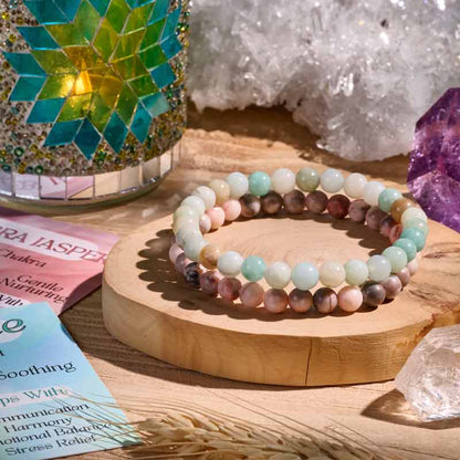 Set of 6mm Natural Crystal Beaded Bracelets for Women