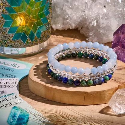 Set of 8mm Natural Crystal Beaded Bracelets for Women