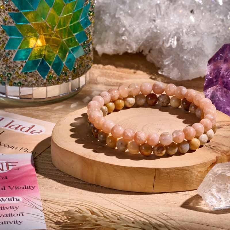 Set of 6mm Natural Crystal Beaded Bracelets for Women