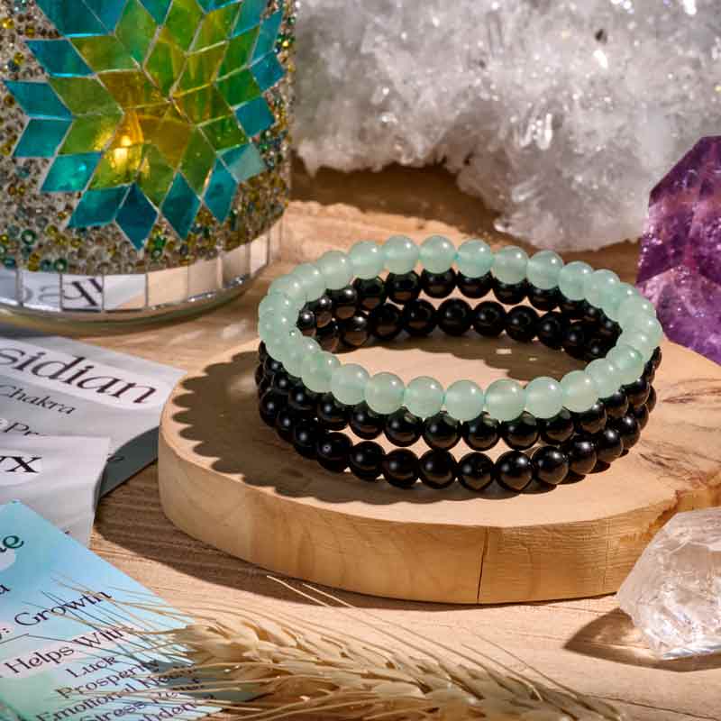 Set of 8mm Natural Crystal Beaded Bracelets for Women