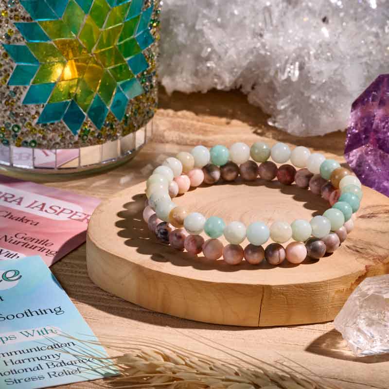 Set of 8mm Natural Crystal Beaded Bracelets for Women