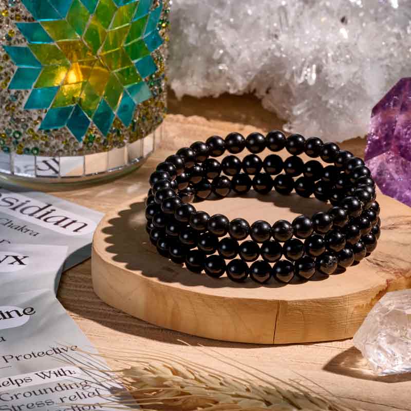 Set of 6mm Natural Crystal Beaded Bracelets for Women