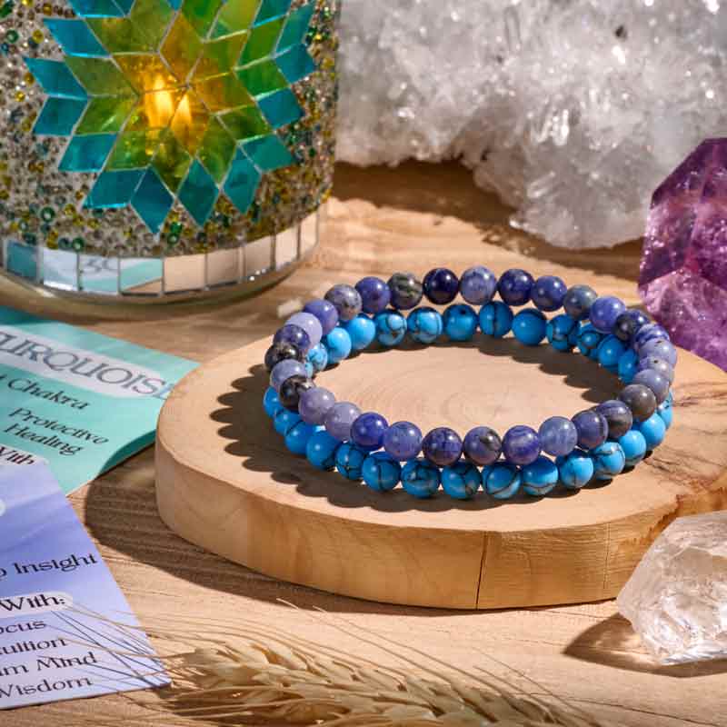Set of 6mm Natural Crystal Beaded Bracelets for Women