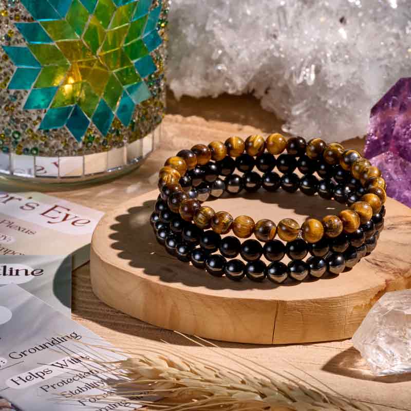 Set of 6mm Natural Crystal Beaded Bracelets for Women