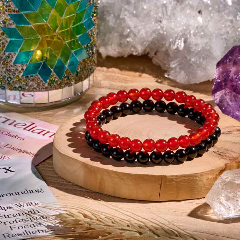 Set of 8mm Natural Crystal Beaded Bracelets for Women