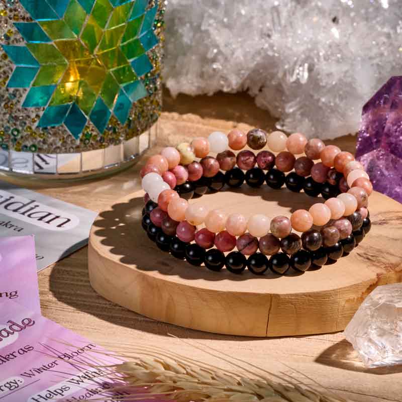 Set of 6mm Natural Crystal Beaded Bracelets for Women