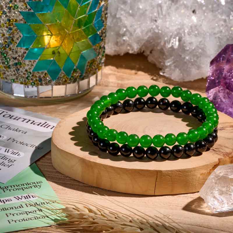 Set of 6mm Natural Crystal Beaded Bracelets for Women