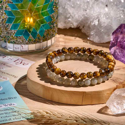 Set of 6mm Natural Crystal Beaded Bracelets for Women