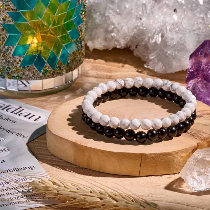 Set of 8mm Natural Crystal Beaded Bracelets for Women