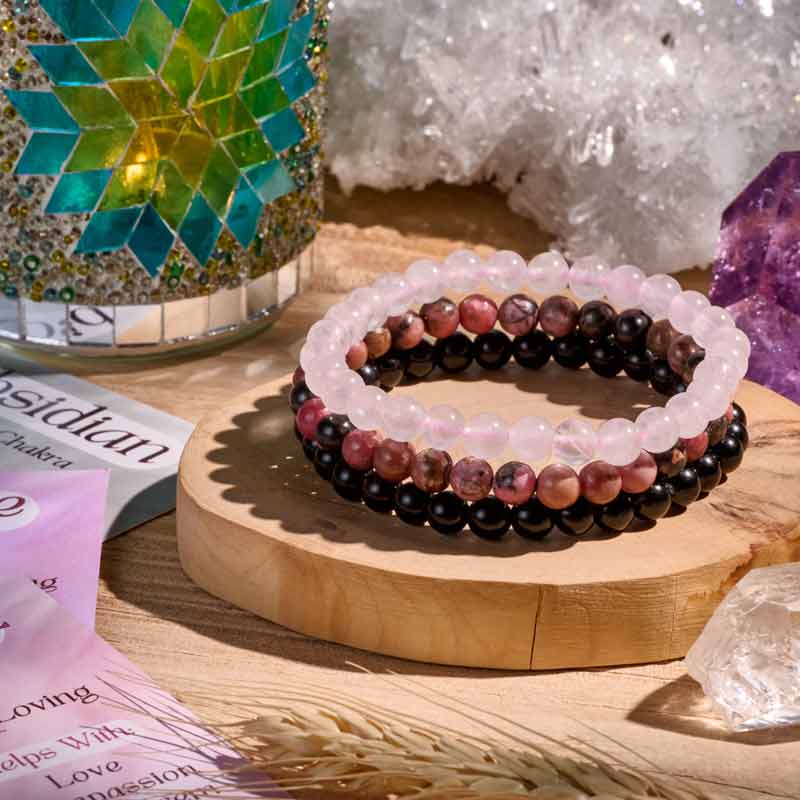 Set of 6mm Natural Crystal Beaded Bracelets for Women