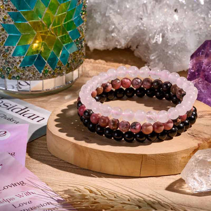 Set of 6mm Natural Crystal Beaded Bracelets for Women