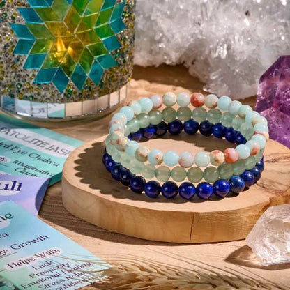 Set of 8mm Natural Crystal Beaded Bracelets for Women