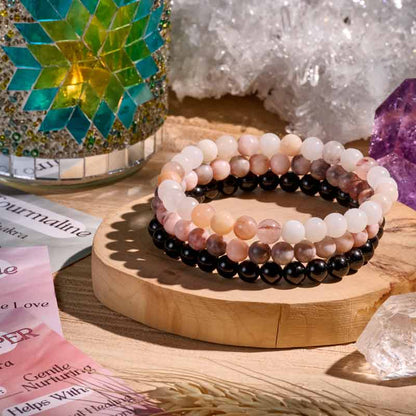 Set of 8mm Natural Crystal Beaded Bracelets for Women