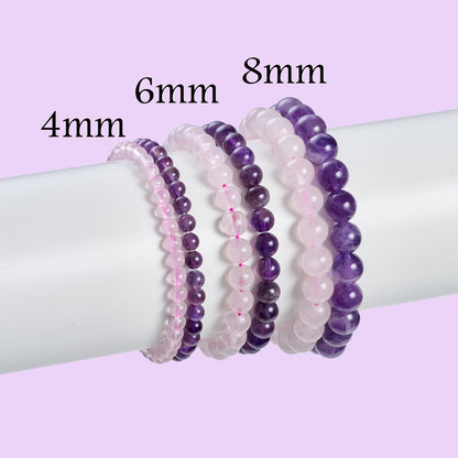Set of 4mm Natural Crystal Beaded Bracelets for Women