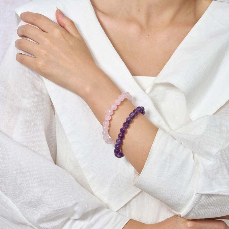 Set of 4mm Natural Crystal Beaded Bracelets for Women