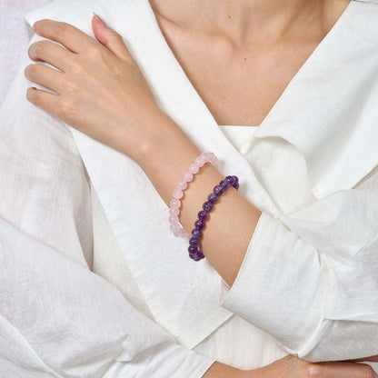 Set of 4mm Natural Crystal Beaded Bracelets for Women
