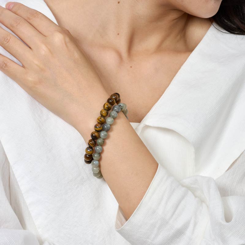 Set of 4mm Natural Crystal Beaded Bracelets for Women