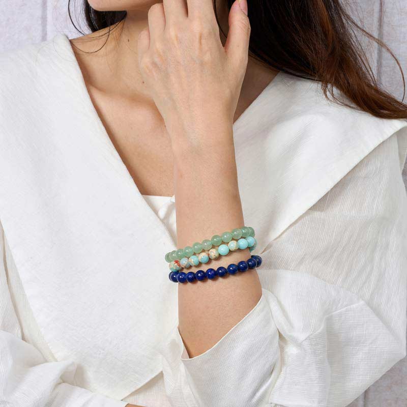 Set of 4mm Natural Crystal Beaded Bracelets for Women