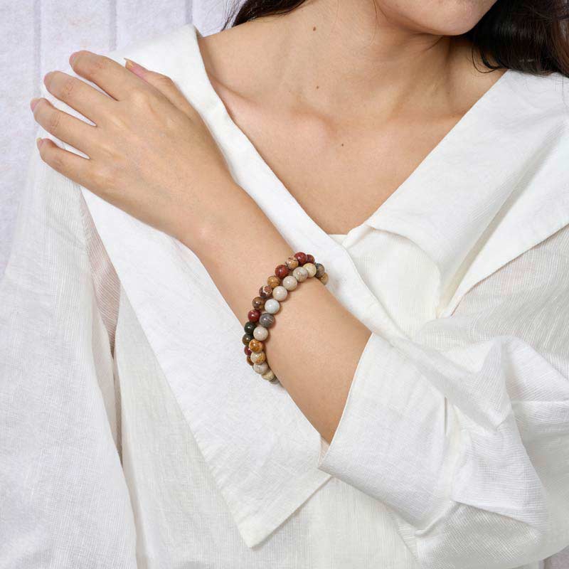 Set of 6mm Natural Crystal Beaded Bracelets for Women