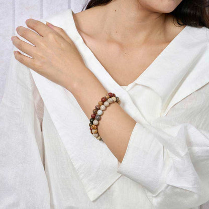Set of 6mm Natural Crystal Beaded Bracelets for Women