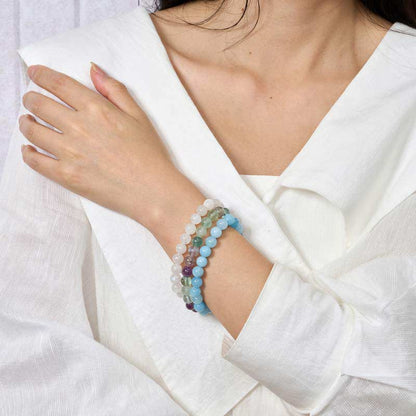 Set of 4mm Natural Crystal Beaded Bracelets for Women