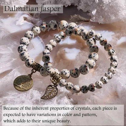 Life Tree and Leaf Charm Energy Reiki Crystal Stretch Bracelets