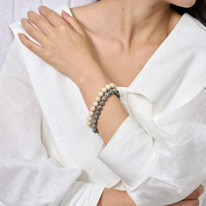 Set of 6mm Natural Crystal Beaded Bracelets for Women