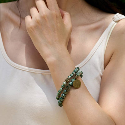 Life Tree and Leaf Charm Energy Reiki Crystal Stretch Bracelets