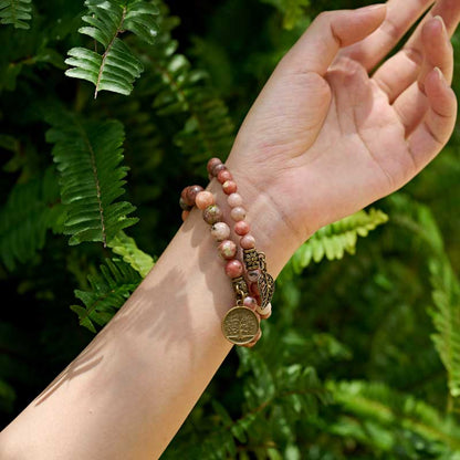 Life Tree and Leaf Charm Energy Reiki Crystal Stretch Bracelets