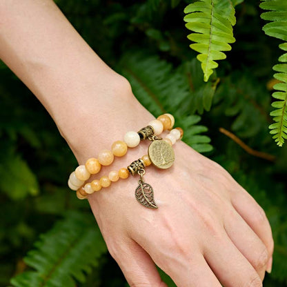 Life Tree and Leaf Charm Energy Reiki Crystal Stretch Bracelets