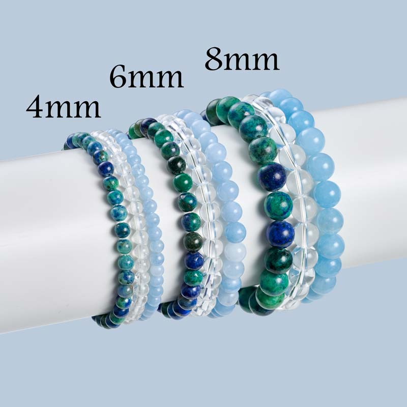 Set of 4mm Natural Crystal Beaded Bracelets for Women